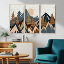 Abstract Wood Panel Effect Mountain Range Top Wall Art