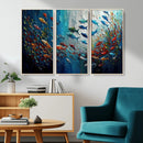Modern Abstract Fish Shoal Wall Art Canvas Print, Colorful