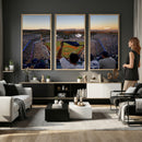 Dodger Stadium Sunset Game Triple Canvas Wall Art - Los