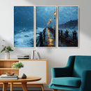 Stormy Night at Beach Pier Oil Painting Large Wall Art