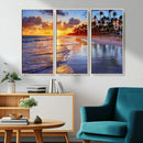 Serene Beach Sunset Wall Art Canvas- Coastal Seascape Print