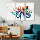 Watercolor Vibrant Octopus Wall Art Canvas Print | Abstract