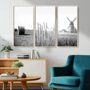 Vintage Farmhouse Black and White Triptych Wall Art – Giclee