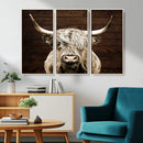 Highland Cow Wall Art Canvas Print, Rustic Farmhouse Decor,