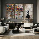 Banksy Wall Art - Banksy Girl and Butterfly Explosion Wall