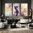 Abstract Watercolor Golf Player Wall Art Canvas Print
