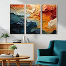 Blue Orange Abstract Wave Wall Art Canvas Print, Framed Blue