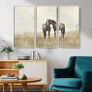 Chines Style Grunge Horses Wall Art Canvas Print