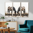 Chines Ink Style Horses Wall Art Canvas Print