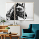 Winter Horse Canvas Print | Large 3-Panel Black White Equine by MyGreatCanvas | Canvas Wall Art Prints | Photo Prints & Wall Decor