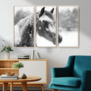 Black Horse Winter Wall Art | Ready to Hang and Framed |