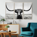 Longhorn Bull Canvas Print | Rustic Farmhouse Wall Art |