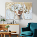 Golden Petal Wall Art - Canvas Print Flower Head Woman