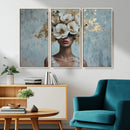 Golden Petal Wall Art - Petal Silhouette Woman Wall Art by MyGreatCanvas | Canvas Wall Art Prints | Photo Prints & Wall Decor