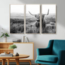 Scottish Highland Cow Wall Art | Black and White Canvas
