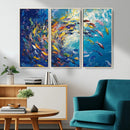 Colorful Swirling Fish School Wall Art Canvas Print |