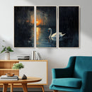 Abstract Swan on Water Wall Art Canvas Print - Elegant