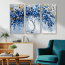 Blue and Gold Abstract Tree Wall Art Canvas Print | Modern