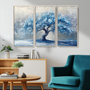 Abstract Blue Tree Art Canvas Print, Majestic Tree Wall Art