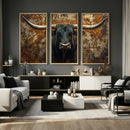 Longhorn Texas Cow Bull Wall Art | Rustic Farmhouse Canvas by MyGreatCanvas | Canvas Wall Art Prints | Photo Prints & Wall Decor