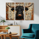 Rustic Texas Artwork Wall Art Canvas Print - Abstract Cow