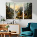 Wood Cabin Retreat Mountain at Sunset Wall Art Print - by MyGreatCanvas | Canvas Wall Art Prints | Photo Prints & Wall Decor