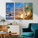 Ocean Wave at Sunset Canvas Wall Art – Vibrant Coastal Beach
