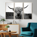 Highland Cow Wall Art | Black and White Farmhouse Decor |