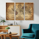 Vintage World Map Wall Art Canvas – Antique Style Push Pin
