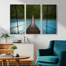 Suspension Bridge Over River Canvas Art | 3-Panel Nature by MyGreatCanvas | Canvas Wall Art Prints | Photo Prints & Wall Decor