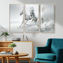 Large Wall Art Canvas Print – Beautiful Running White Horses
