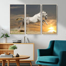 Large Wall Art Canvas Print – White Jumping Horse Sunset