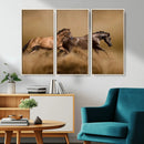 Large Wall Art Canvas Print – Two Running Brown Horses