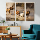 Large Wall Art 5 Horses Running on Sand Canvas Print