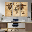 Push Pin World Map Canvas Print – Framed Travel Tracker Wall