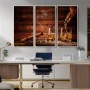 Whiskey and Cigar Wall Art Canvas | 3 Panel Bar Room Decor by MyGreatCanvas | Canvas Wall Art Prints | Photo Prints & Wall Decor