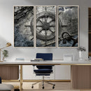 Ship Steering Wheel Vintage Wall Art Canvas Print