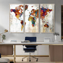 Vintage World Map Canvas Wall Art Print, Warm Tone Global by MyGreatCanvas | Canvas Wall Art Prints | Photo Prints & Wall Decor