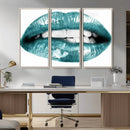 Blue Lips Wall Art Canvas Print