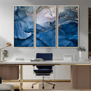 Navy Blue Canvas Art Abstract Print – Elegant Triptych