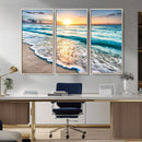 Sunset Beach Waves Canvas Wall Art – 5-Panel Ocean Sunset by MyGreatCanvas | Canvas Wall Art Prints | Photo Prints & Wall Decor