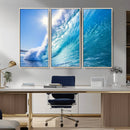 Blue Big Wave Surfing Ocean Canvas Wall Art Artwork Print