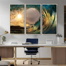 Golden Wave Sunset Canvas Print – Large Coastal Wall Art for