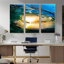 Ocean Wave at Sunset Canvas Art, Large Wall Print of Vibrant
