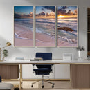 Sea Ocean Sunset Beach Wall Art Canvas Print