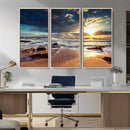 Golden Hour Beach Sunset Canvas Triptych, Ocean Waves and by MyGreatCanvas | Canvas Wall Art Prints | Photo Prints & Wall Decor