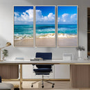 Tropical Beach 3-Panel Canvas Wall Art – Serene Ocean Waves