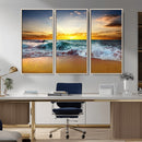 Golden Sunset Ocean Waves Wall Art Canvas Print – Multi