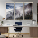 Beautiful Rising Fog in Winter Mountain Landscape- Framed