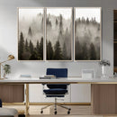 Foggy Mountain Wall Art | 3-Panel Foggy Forest and Mountain